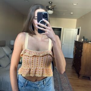 Zara Yellow and Orange Ruffle Crop Top